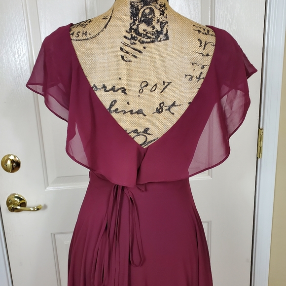 Levkoff Ruffle V-Neck Wrap Gown - Picture 7 of 13